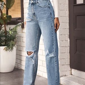 High waisted ripped pants